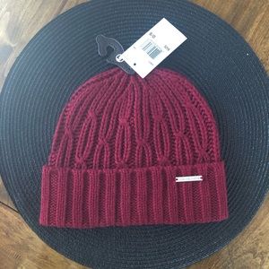 Michael Kors Burgundy Cable Knit Beanie